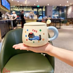 VINBEO Bộ Ly Sứ Có Nắp Kèm Thìa Siêu Đáng Yêu ( Có Hộp Quà ) BIN002 5
