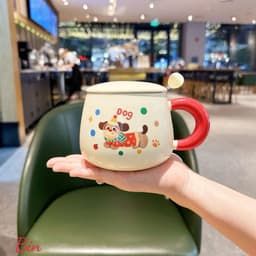 VINBEO Bộ Ly Sứ Có Nắp Kèm Thìa Siêu Đáng Yêu ( Có Hộp Quà ) BIN002 6