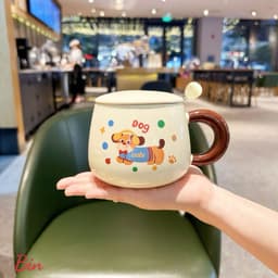 VINBEO Bộ Ly Sứ Có Nắp Kèm Thìa Siêu Đáng Yêu ( Có Hộp Quà ) BIN002 7