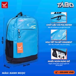 Balo Wika Tabo Chính Hãng, Sức Chứa Lớn, Quai Đeo Chắc Chắn, Lớp Đệm Lưng Thoáng Khí, Êm Ái 1