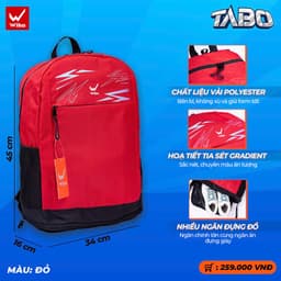 Balo Wika Tabo Chính Hãng, Sức Chứa Lớn, Quai Đeo Chắc Chắn, Lớp Đệm Lưng Thoáng Khí, Êm Ái 4