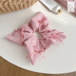 GIÁ XẢ KHO | Buộc tóc Scrunchies - Phụ kiện cột tóc khăn vuông kẻ caro thắt nơ buộc tóc đuôi ngựa Re1925 Studio SCR09 6