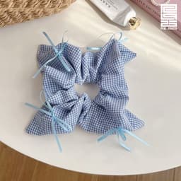 GIÁ XẢ KHO | Buộc tóc Scrunchies - Phụ kiện cột tóc khăn vuông kẻ caro thắt nơ buộc tóc đuôi ngựa Re1925 Studio SCR09 7