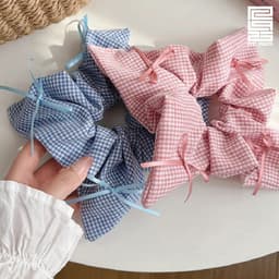 GIÁ XẢ KHO | Buộc tóc Scrunchies - Phụ kiện cột tóc khăn vuông kẻ caro thắt nơ buộc tóc đuôi ngựa Re1925 Studio SCR09 9