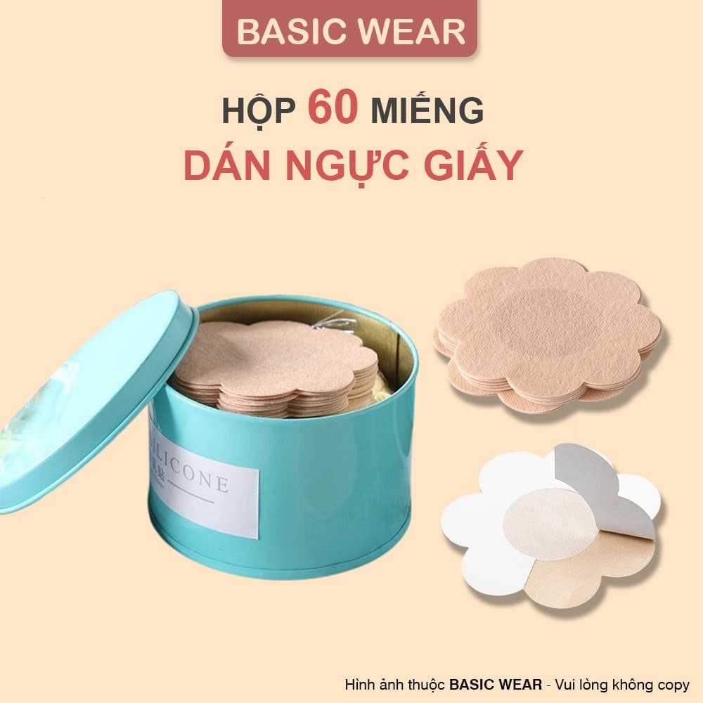 Hộp 60 Miếng Dán Ngực Giấy, Dán Che Đầu Ti Giấy Dùng 1 Lần Hình Hoa 1051