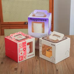 Combo 5 Hộp đựng bánh mini bento 16x16x15cm kèm đế 2