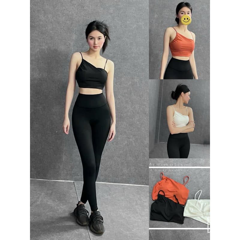 [Hoả Tốc Sẵn] Đồ Tập Gym,Pilates,Yoga,Pickleball Áo Bra Nữ Thể Thao Hai Dây Mix Quần Lulu Cao Cấp Cạp Cao Phủ Bụng