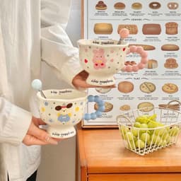 Cốc Sứ Kèm Thìa Có Tay Cầm Tròn Siêu Xinh Họa Tiết Cute ( Kèm Hộp Quà Tặng ) 3