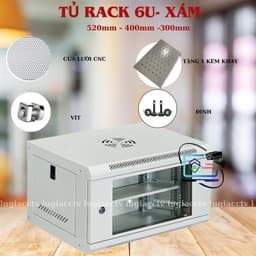 Tủ Rack 4U 6U  lăp ghép tủ treo tường  sơn tĩnh điện, Ổ cắm điện 6 lỗ cho tủ 19inch (PDU) 5