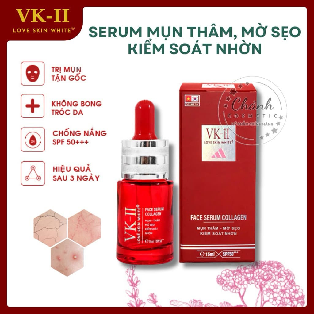 Serum Love Skin White VK-II Giảm Mụn, Thâm, Sẹo, Kiểm Soát Nhờn, Se Khít Lỗ Chân Lông 15ml