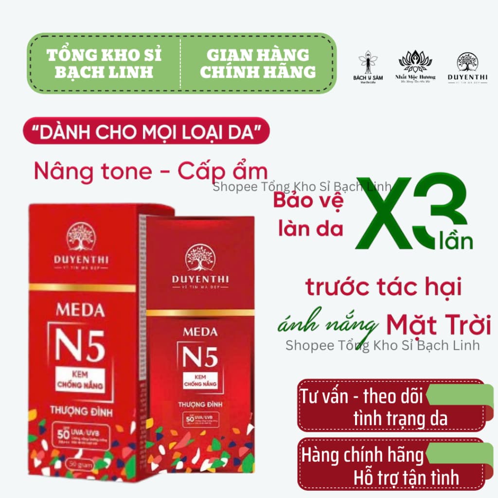 Kem chống nắng MEDA N5 Duyên Thị - Bách Y Sâm 50ml - KCN Thượng Đình Nâng Tone, Cấp Ẩm