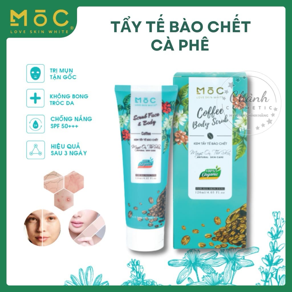 Tẩy Tế Bào Da Chết MOC Love Skin White Chiết Xuất Cafe Giúp Trắng Da, Ngừa Mụn, Chống Lão Hoá 120ml