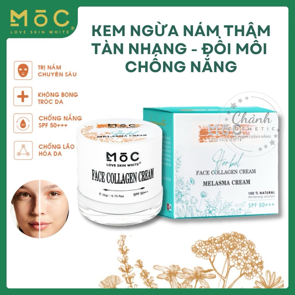 Kem Face MOC Love Skin White Ngừa Nám, Tàn Nhang, Đồi Mồi, Se Khít Lỗ Chân Lông, Chống Nắng 20g