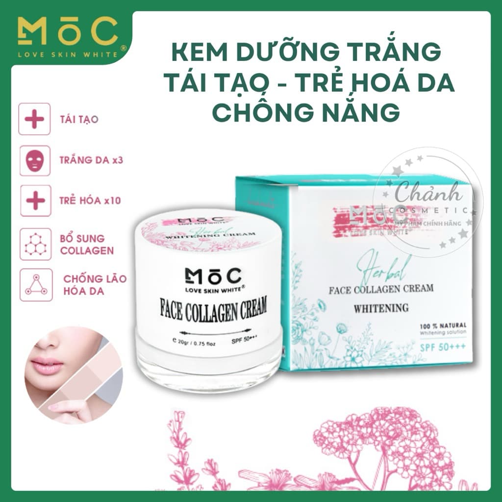 Kem MOC Love Skin White Dưỡng Trắng, Tái Tạo Da, Bổ Sung Collagen, Ngừa Lão Hoá, Chống Nắng 20gam