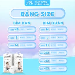 Combo 6 Bịch Tã Bỉm Dán/Quần Honey Premium Chính Hãng Motaro Cho Bé 3