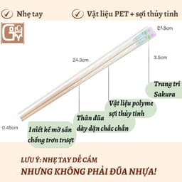 Đũa Sợi Thủy Tinh Nhật Họa Tiết Hoa Sen Bình An Cao Cấp ,Không Nấm Mốc, Kháng Khuẩn, Chống Trơn Trượt, An Toàn Vệ Sinh. 5