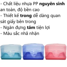 COMBO 5 Hộp giấy vuông trong lò xo nhựa VIỆT NHẬT - Ngăn đựng tăm, đựng giấy ăn, vệ sinh - 2703 2