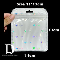 (100cái) Túi Zip trắng tim có lỗ treo Đựng Trang Sức, đựng nail Túi hologram đóng gói hàng hoá Duy Linh Shop… 6