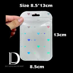 (100cái) Túi Zip trắng tim có lỗ treo Đựng Trang Sức, đựng nail Túi hologram đóng gói hàng hoá Duy Linh Shop… 7