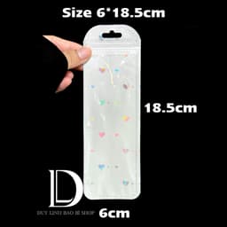 (100cái) Túi Zip trắng tim có lỗ treo Đựng Trang Sức, đựng nail Túi hologram đóng gói hàng hoá Duy Linh Shop… 9