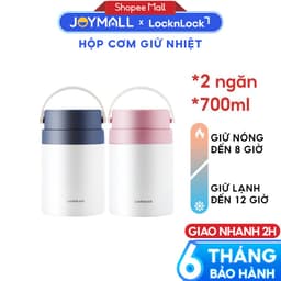 Hộp cơm giữ nhiệt LocknLock LHC8042 700ml - Hàng chính hãng, 2 ngăn kèm muỗng inox - JoyMall 1