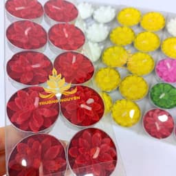 Vỉ 10 Viên Nến Tealight Hoa Bơ Trường Nguyên Organic, Không Khói,  Nhiều Màu, Cúng Mụ, Xông Tinh Dầu, Dâng Lễ 3
