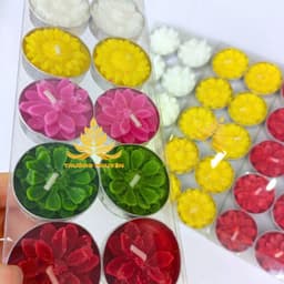 Vỉ 10 Viên Nến Tealight Hoa Bơ Trường Nguyên Organic, Không Khói,  Nhiều Màu, Cúng Mụ, Xông Tinh Dầu, Dâng Lễ 5