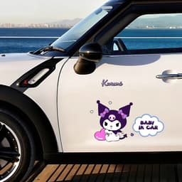 "Decal ô tô Kuromi dễ thương chữ 'Baby In Car', chống nước, bảo vệ kính hậu và che vết xước." 3