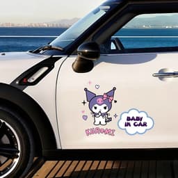 "Decal ô tô Kuromi dễ thương chữ 'Baby In Car', chống nước, bảo vệ kính hậu và che vết xước." 7