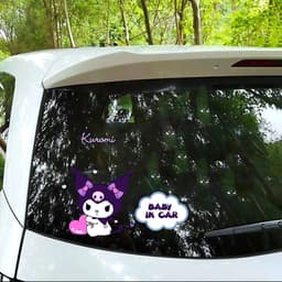 "Decal ô tô Kuromi dễ thương chữ 'Baby In Car', chống nước, bảo vệ kính hậu và che vết xước." 6