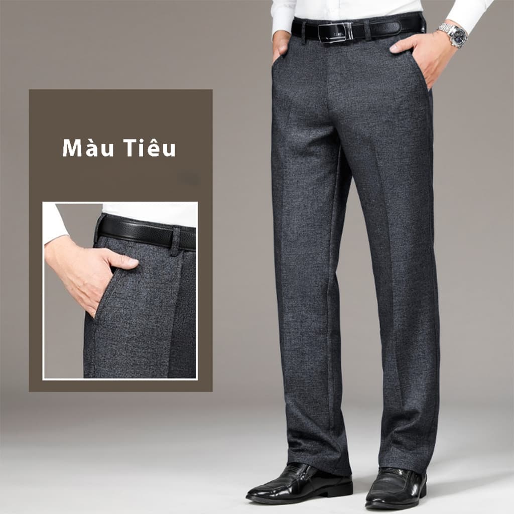 Quần Âu Nam Trung Niên HS HOÀNG SỰ GROUP Vải Cát Cháy Form Rộng Ống Suông Cho Bố Quần Tây Nam QRE