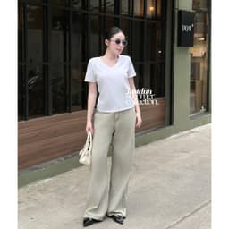 Áo thun cổ tim chất cotton basic thanh lịch form rộng Justdun A5 8