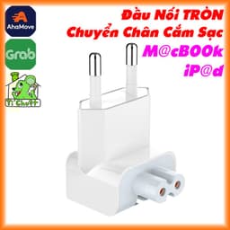[ZIN Chân Tròn] Đầu Nối Chuyển Đổi 2 Chấu EU cho Sạc AP Macbook iPad Không Lo Gãy Chân Cắm 1
