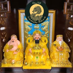 Bộ tượng tài địa đá vàng thạch anh cao cấp RỒNG VIỆT, tượng thần tài đá đài loan cho mệnh thổ, kim 1