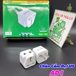Đầu Nối Phích Cắm Đa Năng AD1 AD2 Chia 2 Ổ Cắm Chuyển 3 Chấu UK Qua 2 Chấu Chân Dẹt US 2 in 1 Chính Hãng MPE 4