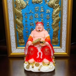 Bộ tượng tài địa đá chân mây cao cấp RỒNG VIỆT, tượng thần tài đá đài loan màu đỏ cho mệnh hỏa, thổ 8