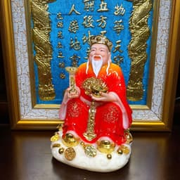Bộ tượng tài địa đá chân mây cao cấp RỒNG VIỆT, tượng thần tài đá đài loan màu đỏ cho mệnh hỏa, thổ 7