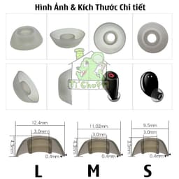 [Cao 4mm] 1 CẶP Nút Tai Bluetooth TWS Núm Cao Su Thân Ngắn Thấp Lùn Lõi Ống 3mm-4mm Baseus WM02 Đậy Nắp Hộp Không Cấn 3
