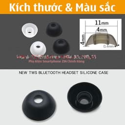 [Cao 4mm] 1 CẶP Nút Tai Bluetooth TWS Núm Cao Su Thân Ngắn Thấp Lùn Lõi Ống 3mm-4mm Baseus WM02 Đậy Nắp Hộp Không Cấn 4