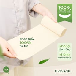 [2 THÙNG] Giấy Fudo cuộn 3 lớp 100% sợi tre tự nhiên, không tẩy trắng, không lõi - 96 cuộn 6