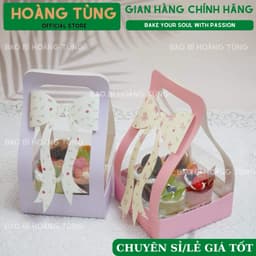[THANH  LÝ] 10 Hộp 4 ô Quai Xách Kèm Nơ đựng bánh, hũ yến sào, quà tặng 1