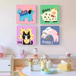 Tranh canvas tranh động vật hoạ tiết đáng yêu NEW2817 - Tranh con vật trang trí phòng ngủ cho bé 3