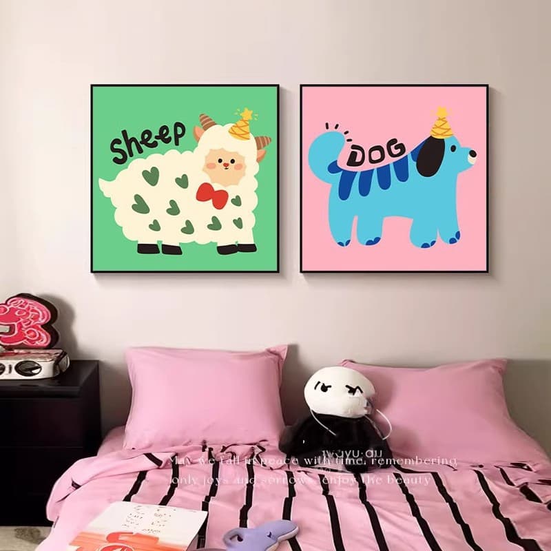 Tranh canvas tranh động vật hoạ tiết đáng yêu NEW2817 - Tranh con vật trang trí phòng ngủ cho bé