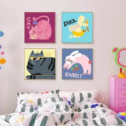 Tranh canvas tranh động vật hoạ tiết đáng yêu NEW2817 - Tranh con vật trang trí phòng ngủ cho bé 2