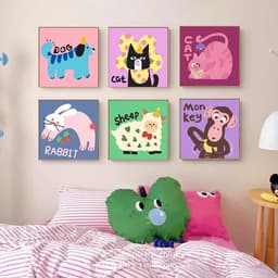 Tranh canvas tranh động vật hoạ tiết đáng yêu NEW2817 - Tranh con vật trang trí phòng ngủ cho bé 4
