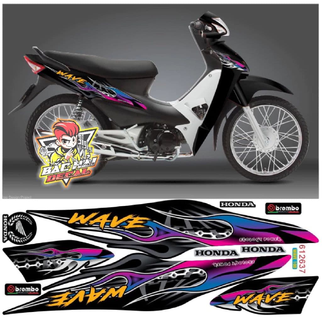 Tem WAVE 110 tem rời mẫu zin  2017-2024 mới tem 3 lớp decal cao cấp