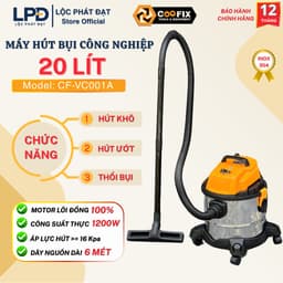 Máy hút bụi Công nghiệp - Gia đình công suất thực 1200W Dung tích 20L tích hợp 3 chức năng hút Khô - Ướt - Thổi 1