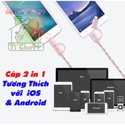 Cáp HOCO UPL20 Sạc Nhanh 2in1 Đa Năng 2 Đầu Li Ning & Micro USB Chống Gãy Dây Dù Có LED Báo Sạc cho iPhone / Android 2