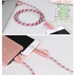 Cáp HOCO UPL20 Sạc Nhanh 2in1 Đa Năng 2 Đầu Li Ning & Micro USB Chống Gãy Dây Dù Có LED Báo Sạc cho iPhone / Android 7