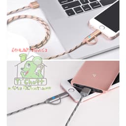 Cáp HOCO UPL20 Sạc Nhanh 2in1 Đa Năng 2 Đầu Li Ning & Micro USB Chống Gãy Dây Dù Có LED Báo Sạc cho iPhone / Android 8